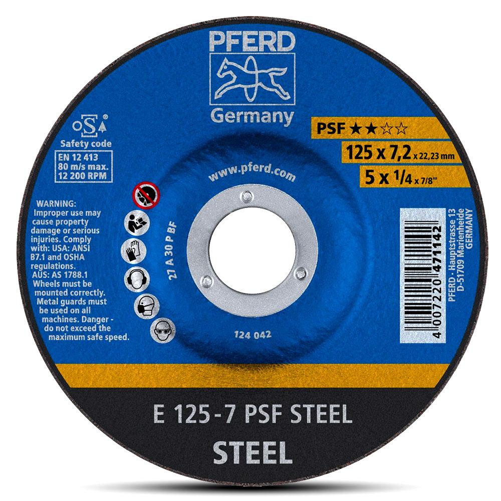 PFERD E125 - 7 PSF STEEL (62012634) 125mm x 7mm Depressed Centre Grinding Wheel
