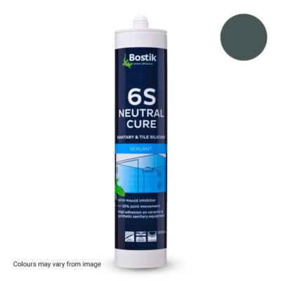 Bostik 30608433 300ml 6S Neutral Cure Sanitary & Tile Silicone Sealant - Pewter