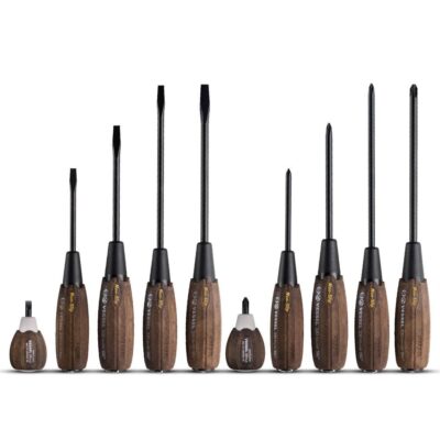 Vessel 120057 10pce Wood Resin Thru Tang Non Slip Screwdriver Set