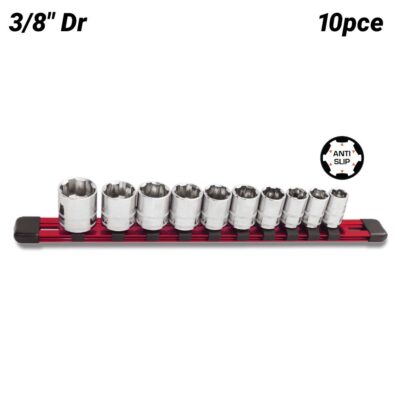 SP Tools SP33025 10pce 3/8" Drive X-Treme Grip SAE Socket Rail Set