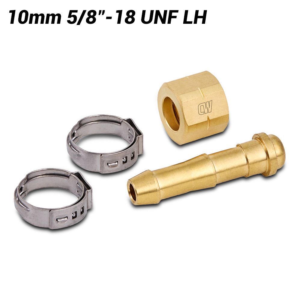 Cigweld CW692 10mm 5/8"-18 UNF LH BlueJet Hose Connection Kit with Clips