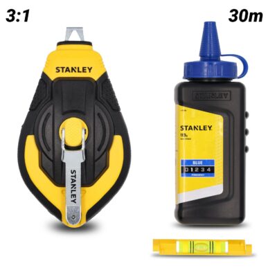 Stanley STHT47312-0 30m 3:1 Plastic Chalk Reel with Blue Chalk & Level Kit