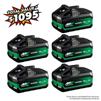 HiKOKI 5BSL36A18X (AU40300010) 5-Pack 18V 5.0Ah / 36V 2.5 Ah Li-ion MultiVolt Battery