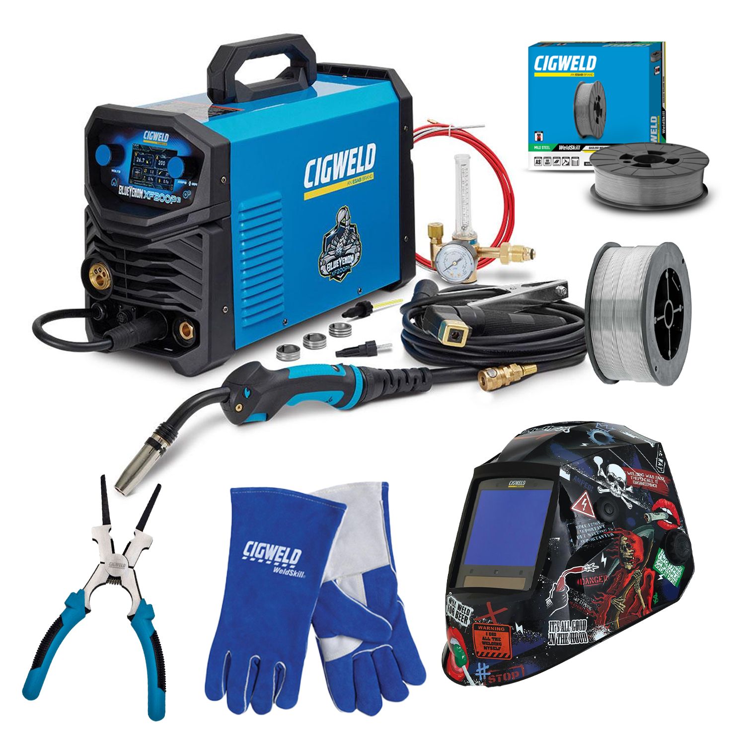 Cigweld XF200P3 (800200) Weldskill PowerPack 6pce Welder Combo Kit