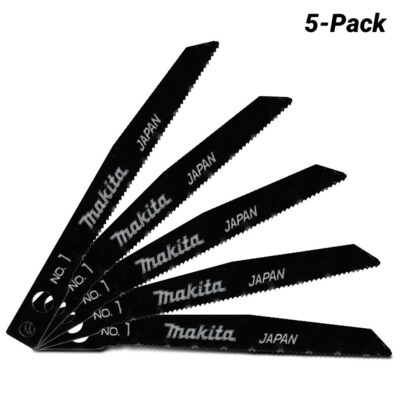 Makita A-85802 5-Pack 50mm x 24TPI HSS Jigsaw Blade Bayonet No.1 for Cutting Metal, Aluminium & PVC