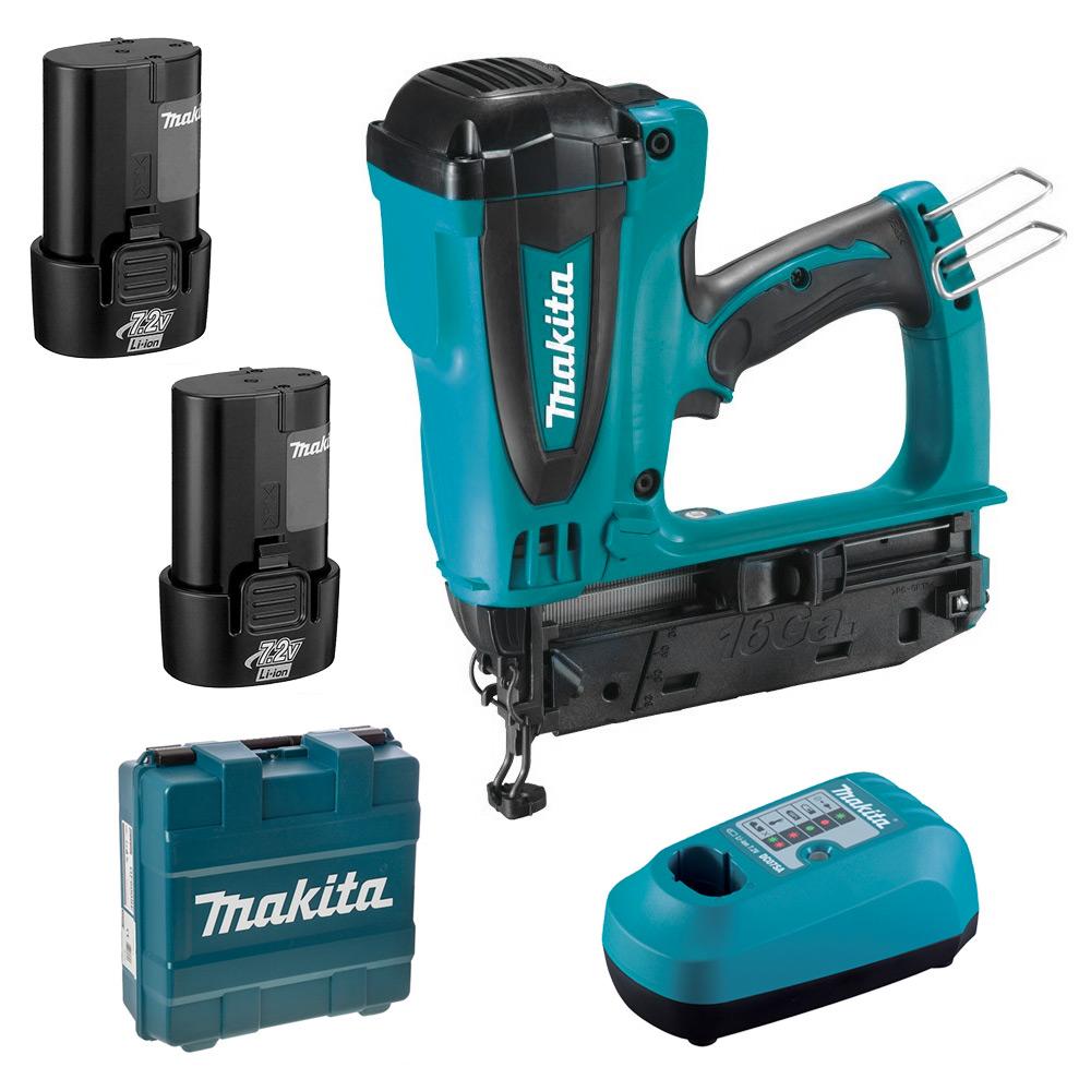 Makita GF600SE 7.2V Li-Ion Cordless Gas Straight Finishing Nailer Kit