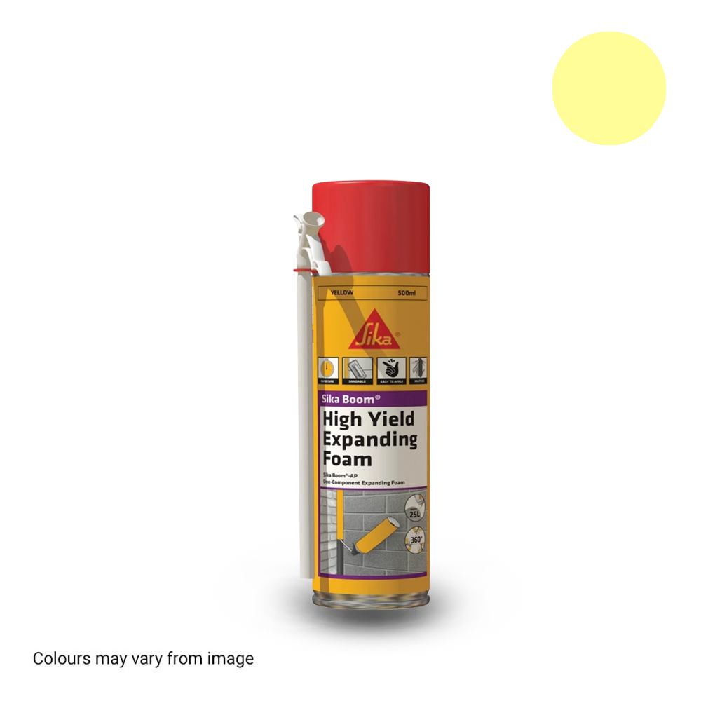 Sika 167290 500ml Boom Expanding Foam Aerosol Can Light Yellow