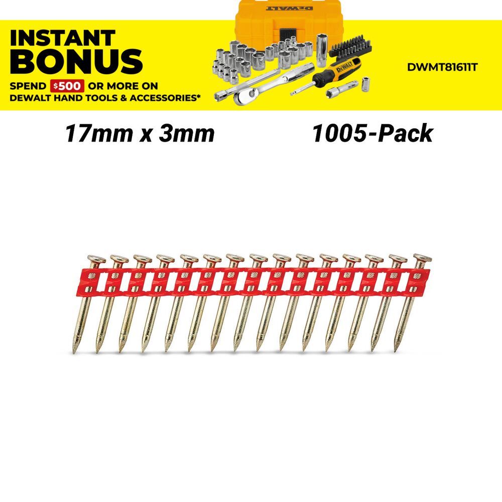 DeWalt DCN8903017 1005-Pack 17mm x 3.0mm Concrete Pins Suit DCN890