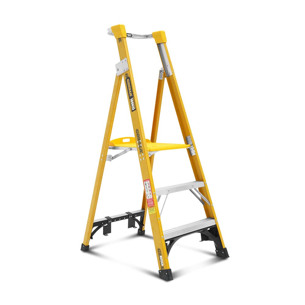 Gorilla FPL003-HD 3-Step 0.9m 180kg Fibreglass Aluminium Industrial Platform Ladder