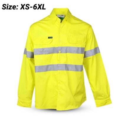 Workit Workwear 2013Y Yellow Hi-Vis Lightweight Long Sleeve Taped Shirt