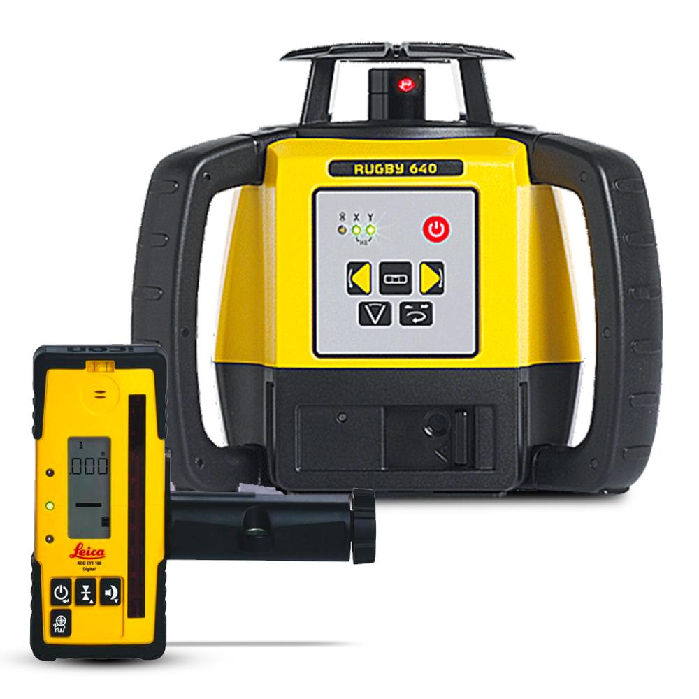 Leica Rugby 640 (LG6005989) Red Beam Rotary Laser with Digital RodEye 160 Receiver