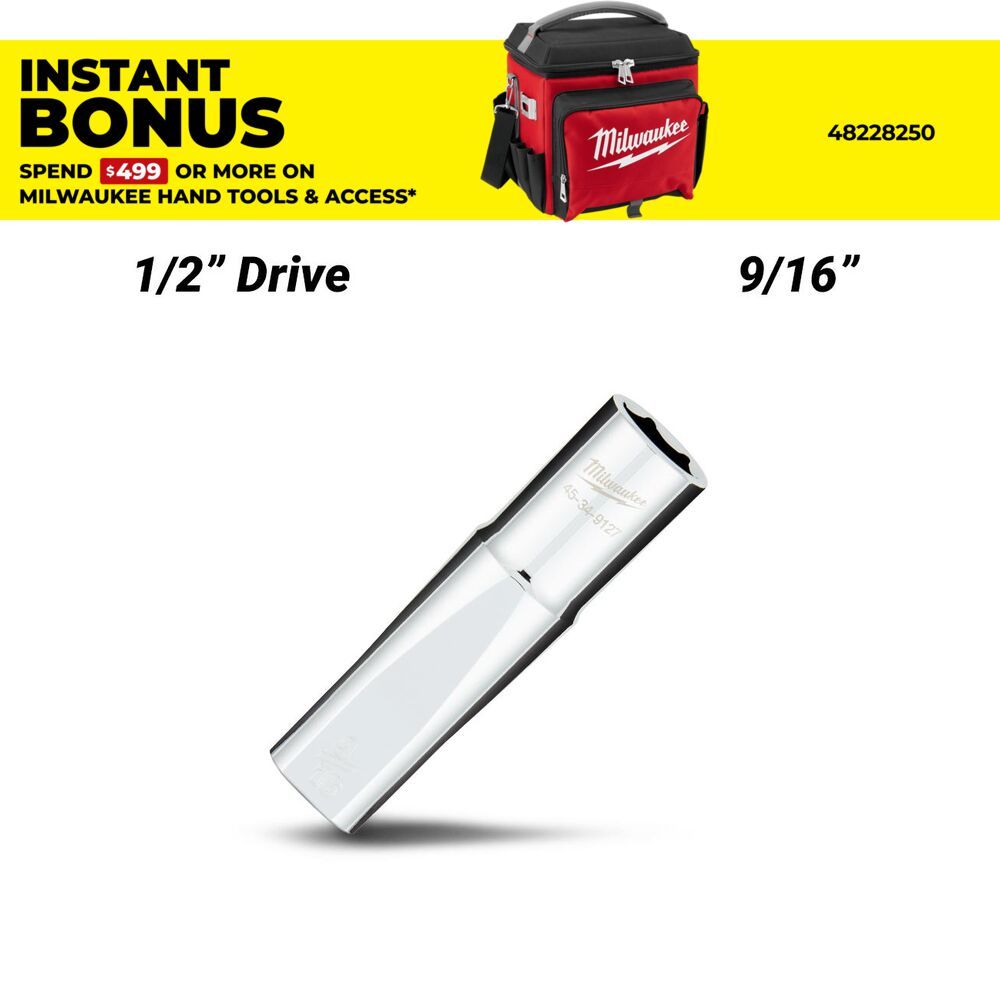 Milwaukee 45349127 1'2" Drive 9/16" SAE 6 Point Deep Socket