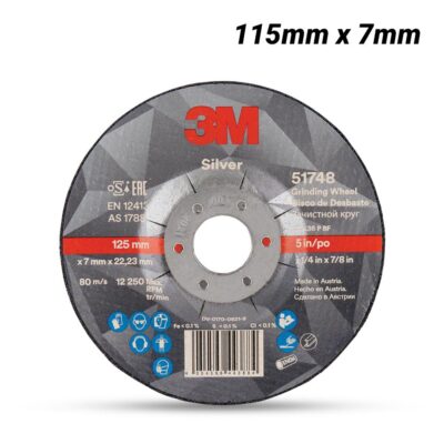 3M 7100141083 (UU009014901) 115mm x 7mm Silver Rigid Grinding Wheel