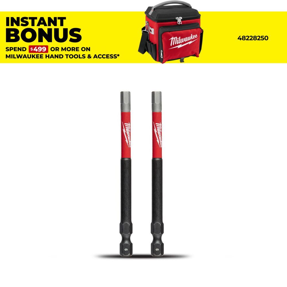 Milwaukee 48324739 2-Pack SHOCKWAVE™ Hex 6mm (3-1/2") x 89mm Power Impact Driver Bit