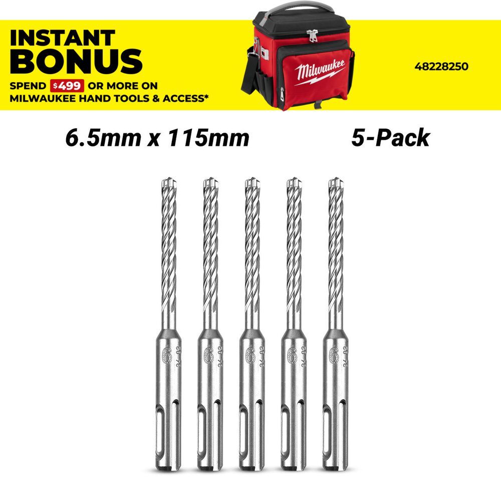 Milwaukee 4932479672 5-Pack 6.5mm x 115mm SDS Plus 4 Cutter