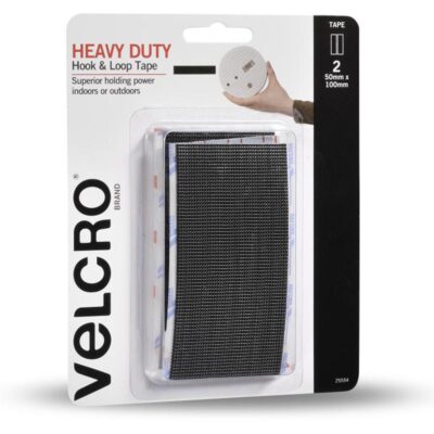 Velcro 25554 2-Pack 50mm x 100mm Black Heavy Duty Hook & Loop Fastener Tape