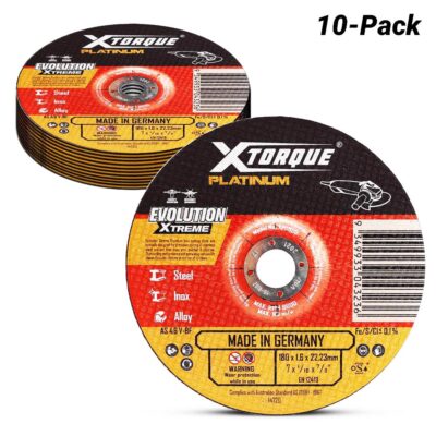 Xtorque XPI180D-10 Platinum 10-Pack 180mm (7") 1.6mm Platinum Inox Cutting Disc - MADE IN GERMANY