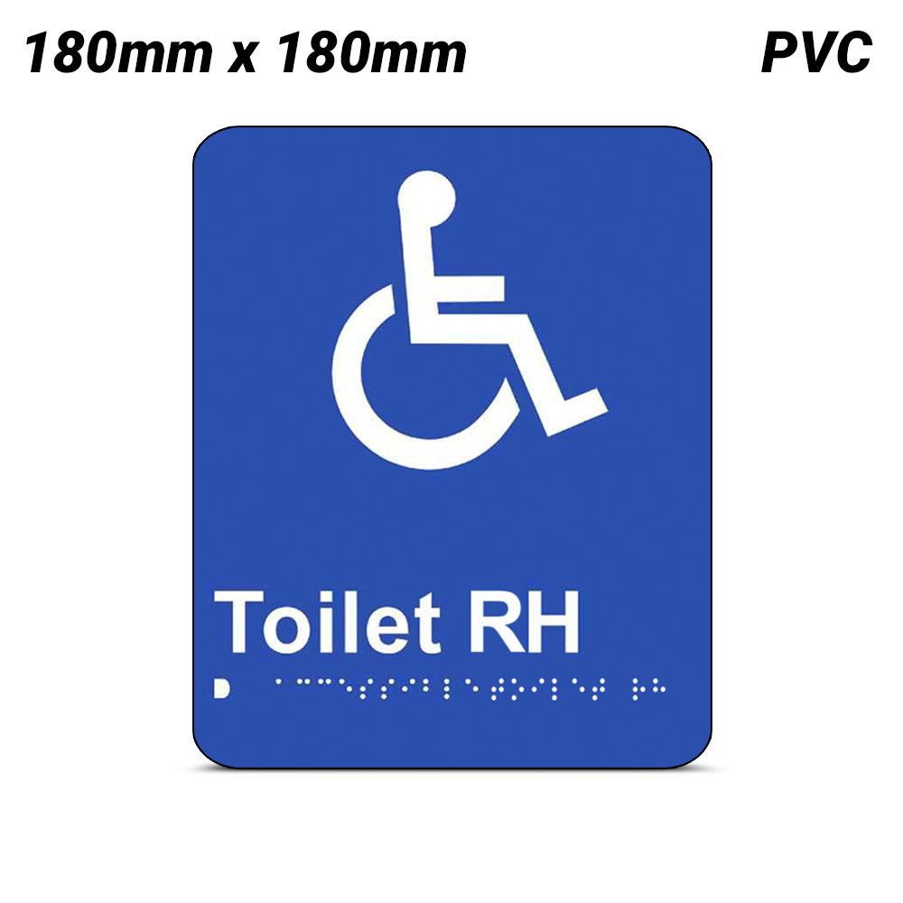 Uniform Safety Signs BTS003-RH 180mm x 180mm PVC Braille Accessible Toilet Right Hand Transfer Sign