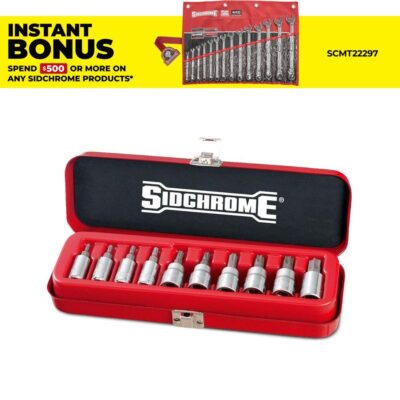 Sidchrome SCMT19107 10pce 1/4 & 3/8” Drive Tru-Torque Socket set