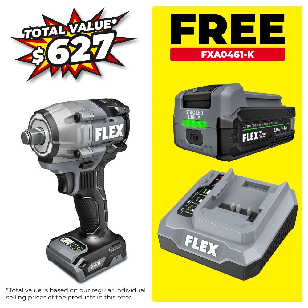 Flex FXA1431-Z 24V Li-ion Cordless Brushless 1/2" Compact Size Impact Wrench - Skin Only