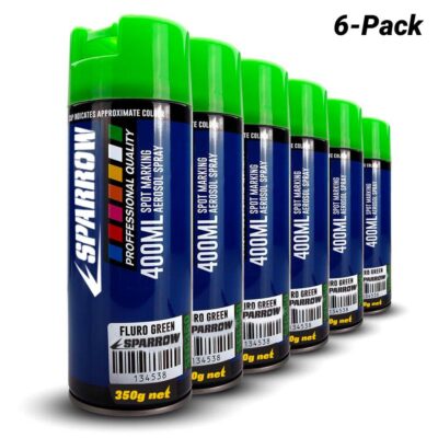 Sparrow SFG350x6 6-Pack 350g 400ml Fluro Green Spot Marking Spray Paint