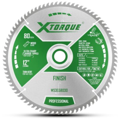 Xtorque WS3058030 305mm (12") 80-Tooth Wood General Purpose Carbide Tipped Saw Blade