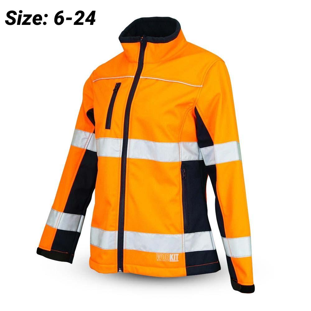 Workit Workwear 3017ON Womens Orange/Navy Biomotion Taped Softshell Jacket