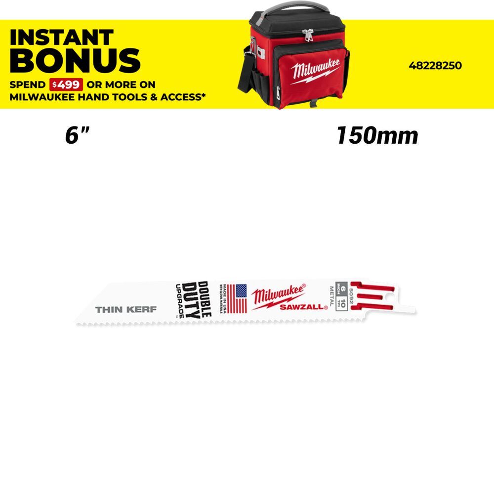 Milwaukee 48475092 (48005092) SAWZALL Thin Kerf Metal 150mm (6") 10TPI Blade