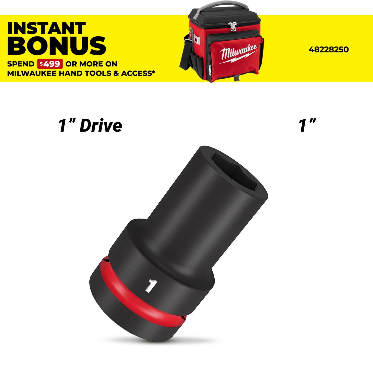 Milwaukee 49666504 SHOCKWAVE™ 1" Drive 1" Deep 6 Point Impact Socket