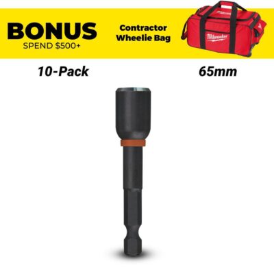 Milwaukee 49664736A 10-Pack SHOCKWAVE™ 7/16" x 65mm (2-1/2") Power Bit Magnetic Nutdriver