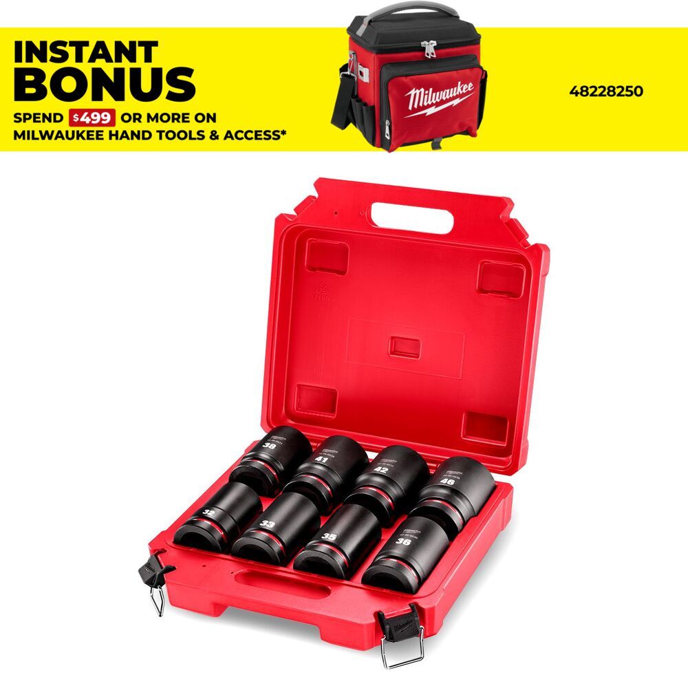 Milwaukee 49667838 8pce SHOCKWAVE 1" Drive Metric Deep Impact Socket Set
