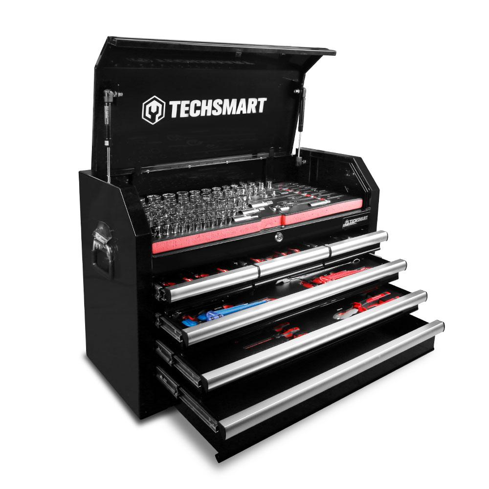 Techsmart TTK206 206pce Metric/SAE 6 Drawer Black Tool Chest