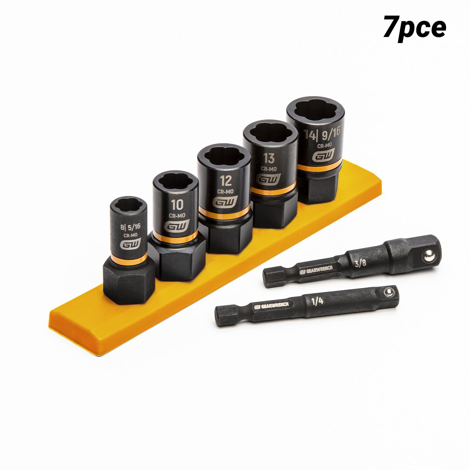 GEARWRENCH 87911 7pce 1/4" & 3/8" Drive Metric Bolt Biter Impact Extraction Socket Set with Adaptors