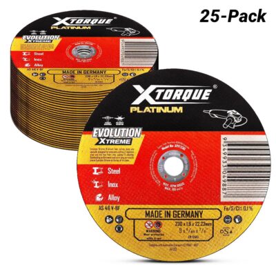 Xtorque XPFI230-25 Platinum 25-Pack 230mm (9") 1.9mm Flat Center Platinum Inox Cutting Disc - MADE IN GERMANY