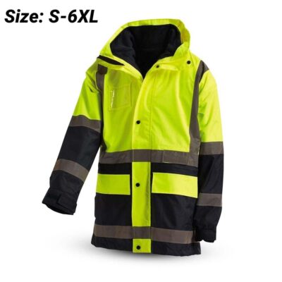 Workit Workwear 3004YN 5-in-1 2-Tone Yellow/Navy Waterproof Biomotion Hi-Vis Jacket with Reflective Tape