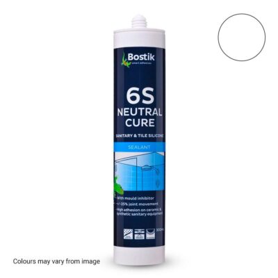 Bostik 30608415 00ml 6S Neutral Cure Sanitary & Tile Silicone Sealant - Matt White