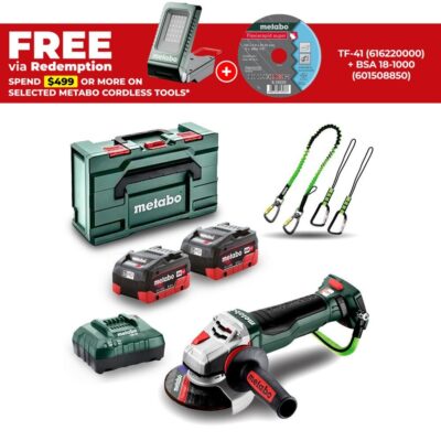 Metabo WPBA 18 LTX BL 15-125 Quick DS MB 5.5 K (AU60173400) 18V 2 x 5.5AhLi-on Cordless Brushless 125mm Safety Angle Grinder Combo Kit