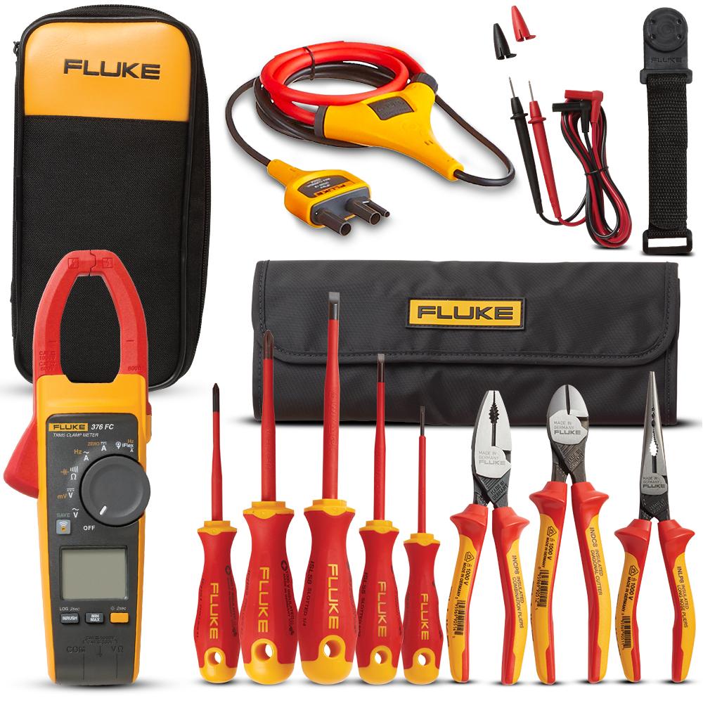 Fluke IB376K (5132939) True-RMS Clamp Meter + Insulated Hand Tools Starter Kit