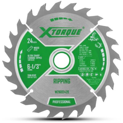 Xtorque WZ1602420 160mm (6-1/2") 24-Tooth Wood Ripping/Crosscutting Carbide Tipped Saw Blade