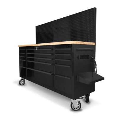 Daytona DTWBW72P 1828mm (72") Black Series 15 Drawer Trolley Work Bench with Peg Board
