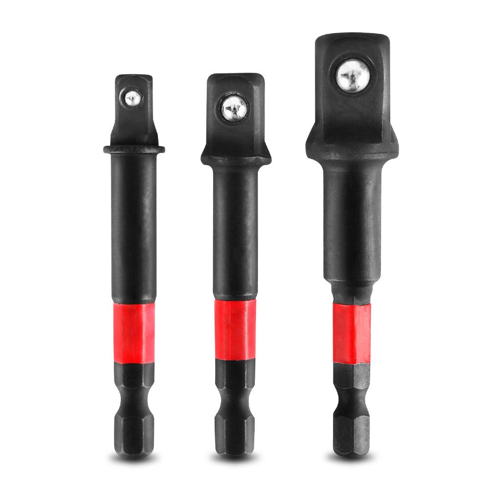 Xtorque X3BAS 1/4'' Hex Shank to 1/4'', 3/8'', 1/2'' Square Socket Adapter Set