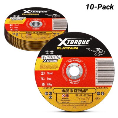 Xtorque XPFI180-10 Platinum 10-pack 180mm (7") 1.6mm Flat Center Platinum Inox Cutting Disc - MADE IN GERMANY