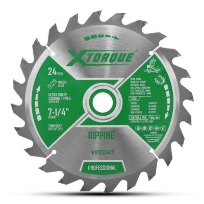 Xtorque WB1852420 Single 185mm (7-1/4") 24-Tooth Wood Ripping Carbide Tipped Saw Blade