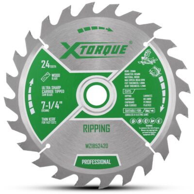 Xtorque WZ1852420 185mm (7-1/4") 24-Tooth Wood Ripping/Crosscutting Carbide Tipped Saw Blade