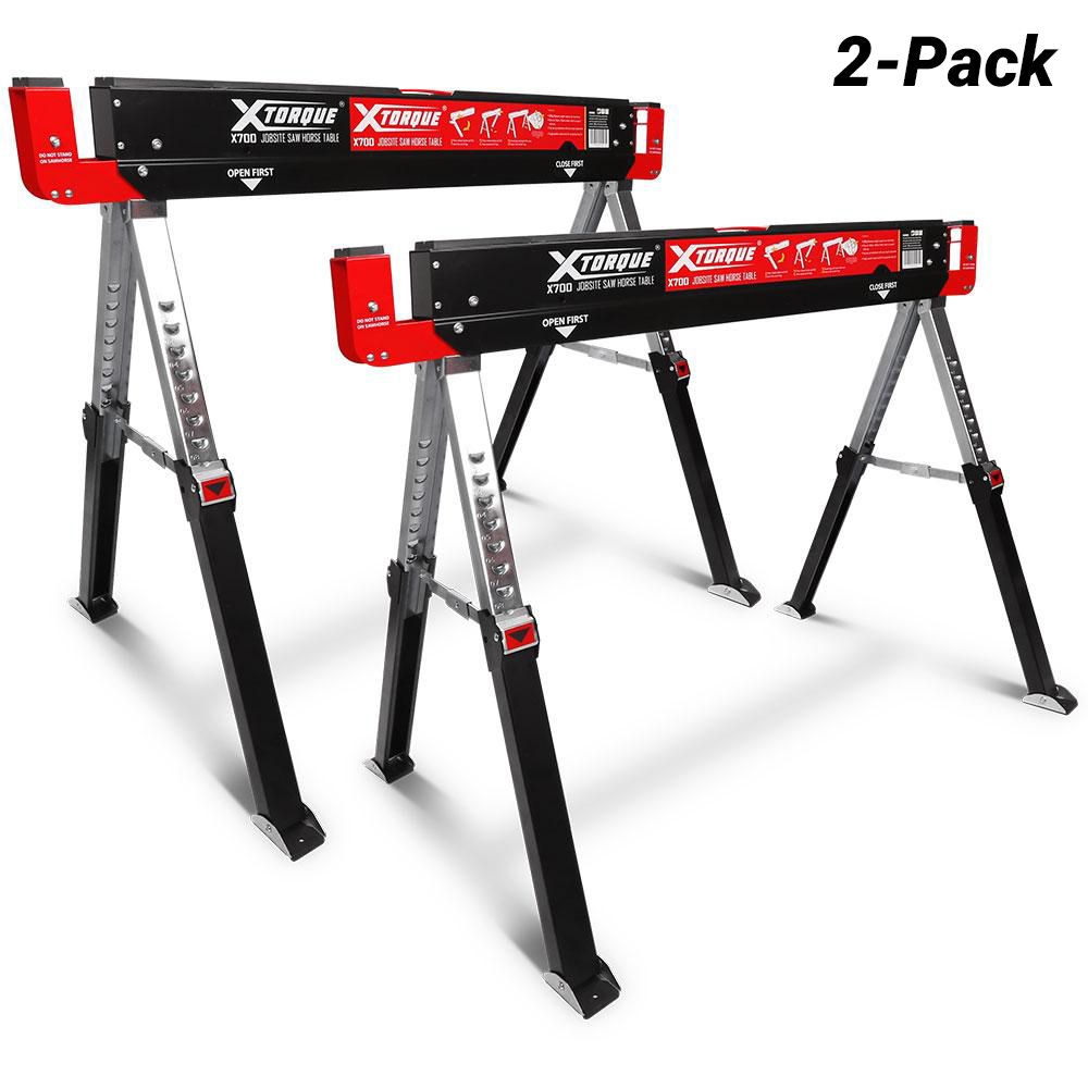 Xtorque X700 2-Pack Height Adjustable Folding Jobsite Sawhorses
