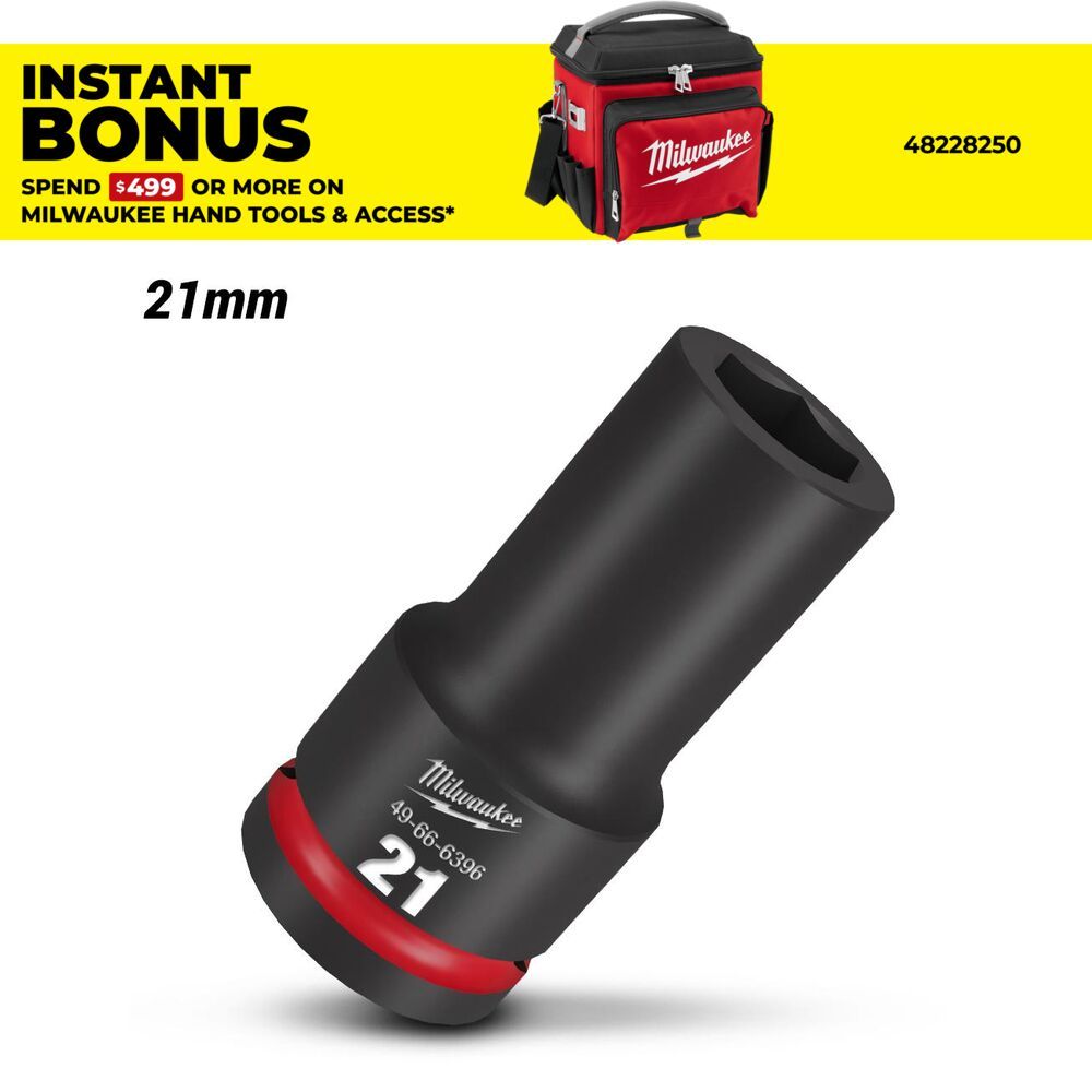 Milwaukee 49666396 3/4" Drive 21mm Metric Shockwave Deep 6 Point Impact Socket