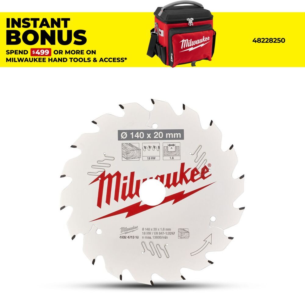 Milwaukee 4932471310 140mm (5-1/2“) 18T Wood Framing Circular Saw Blade