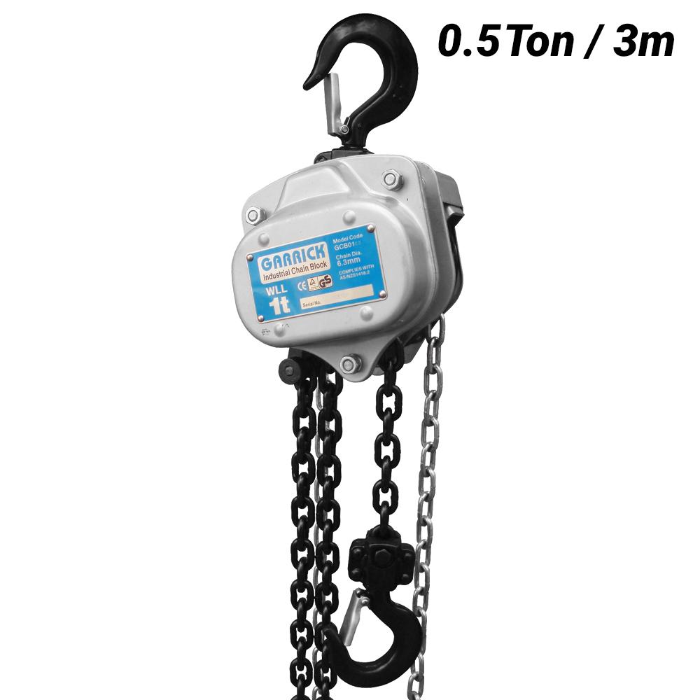Garrick GCBLL0053 0.5 Ton 3m Industrial Chain Block With Load Limiter