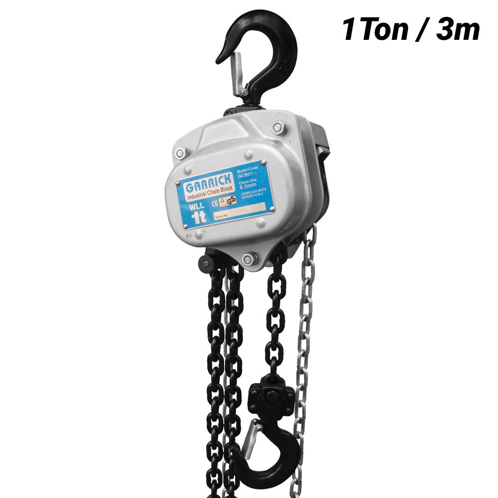 Garrick GCBLL0103 1 Ton 3m Industrial Chain Block With Load Limiter