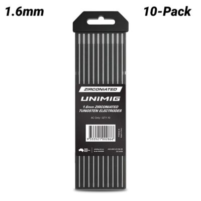 UNIMIG PTR0006-16 10-Pack 1.6mm x 175mm 0.8% Zirconiated TIG Tungsten Electrodes